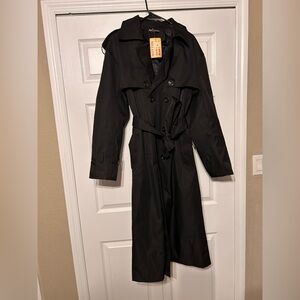 Woman Size Medium Classic Black Trench Coat
